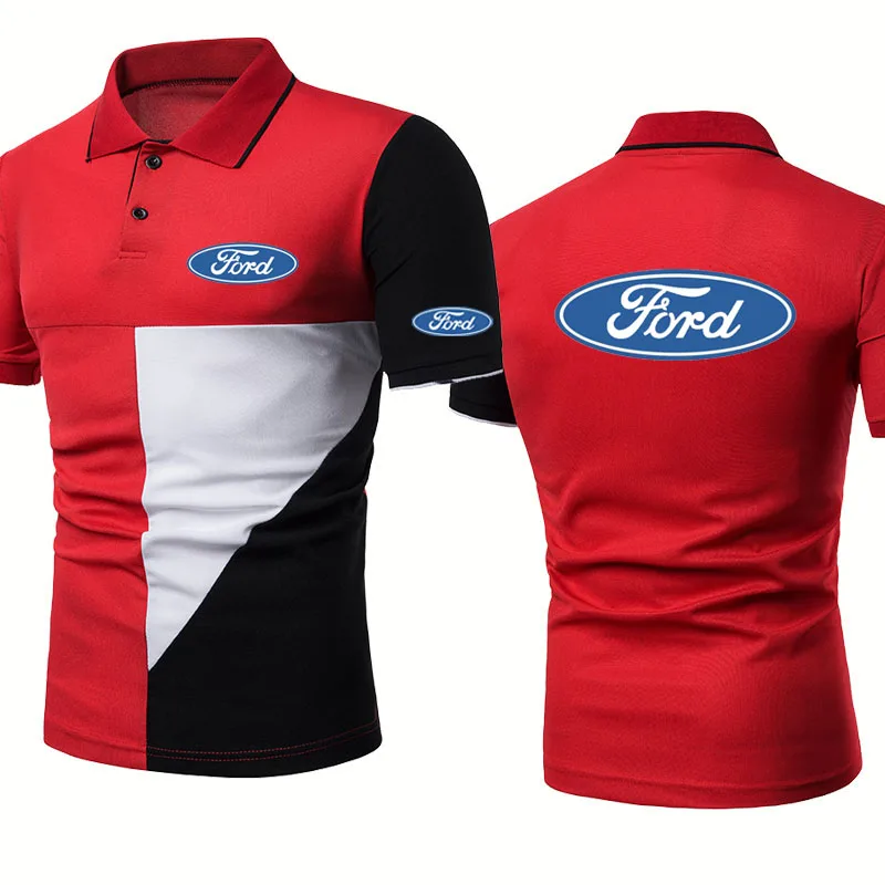 

Summer Men's POLO shirt Ford Car Logo printing Cotton High Quality casual trend Splicing Raglan Men's short sleeve