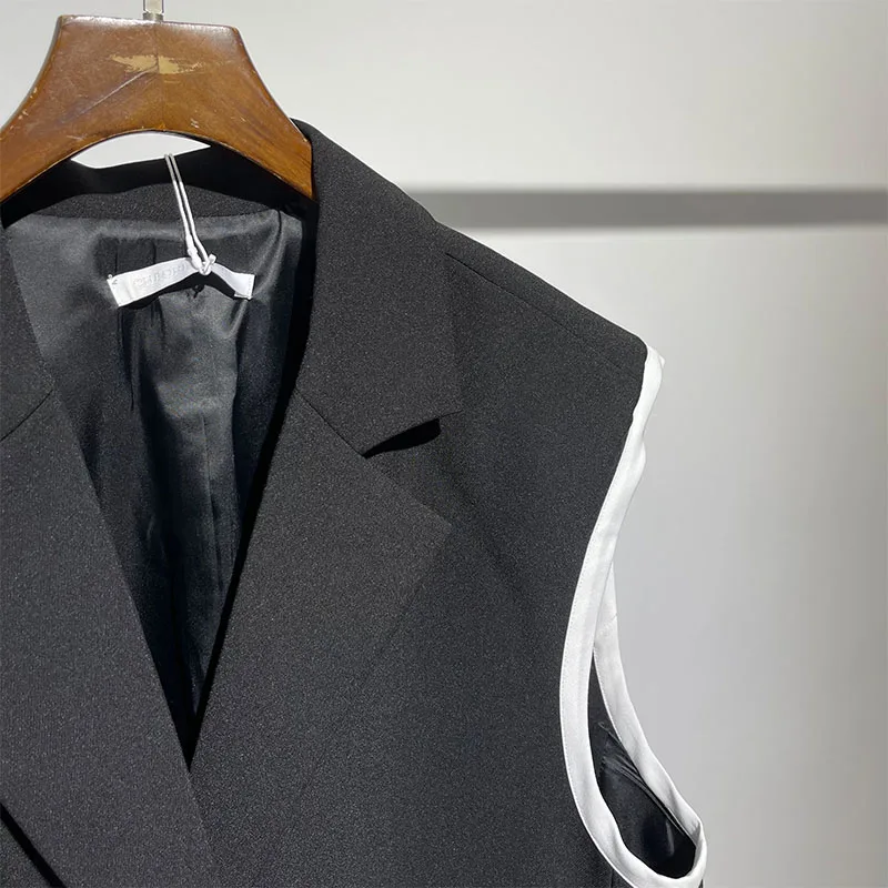 Мужской костюм жилет осень большой Темный модный Свободный без рукавов Harajuku