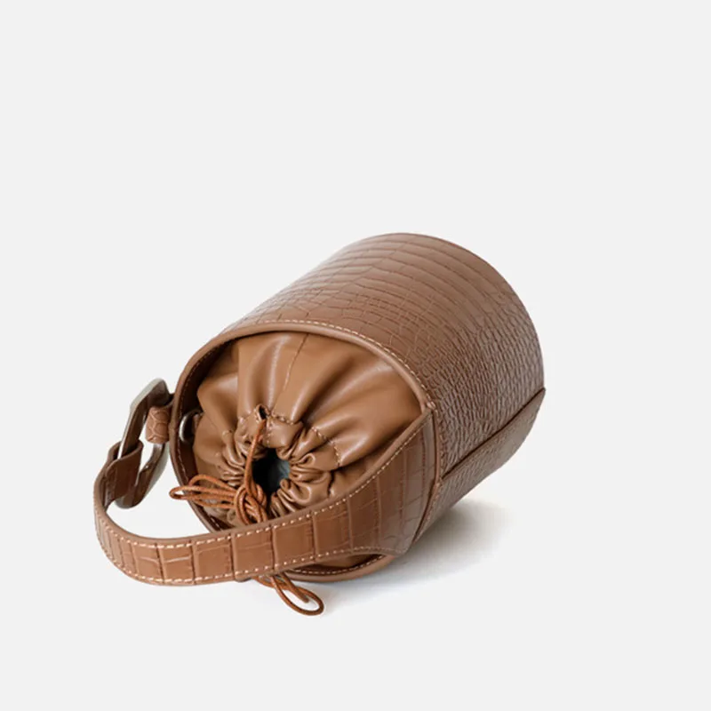 Винтажные повседневные сумки-ведра для женщин саквояж на плечо с крокодиловым