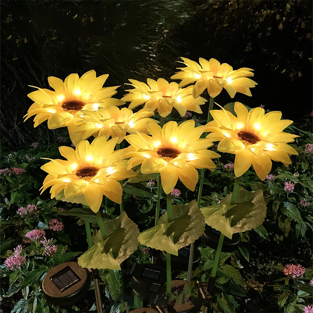 

2 Pcs Solar Sunflower Lawn Light Christmas Decorations Valentines Day Wedding Ramadan Chinese New Year 2022 Tiger Ornaments Gift