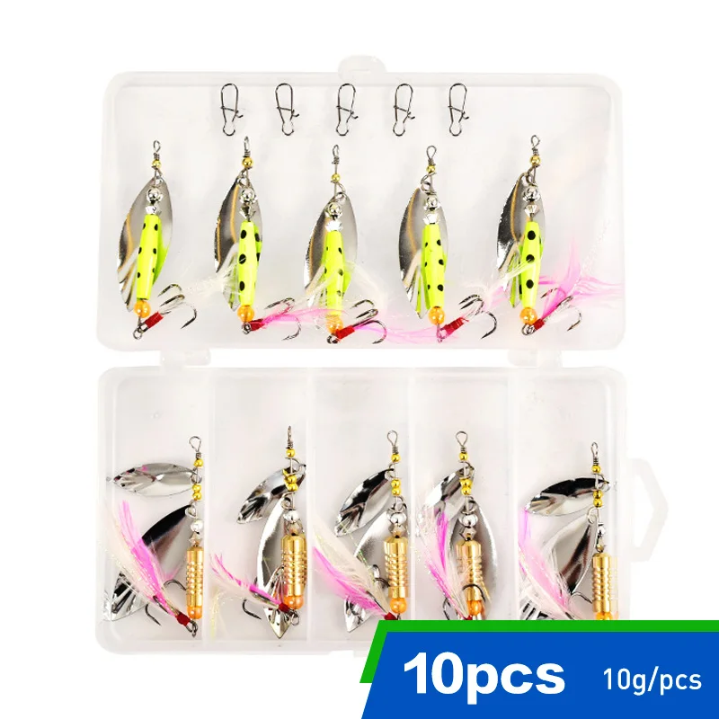 

Спиннербейт в белый горошек для девочек, ложка приманка для рыбалки, набор для рыбалки со 10 шт./лот 10g Щука приманка блесна приманка песка Спи...