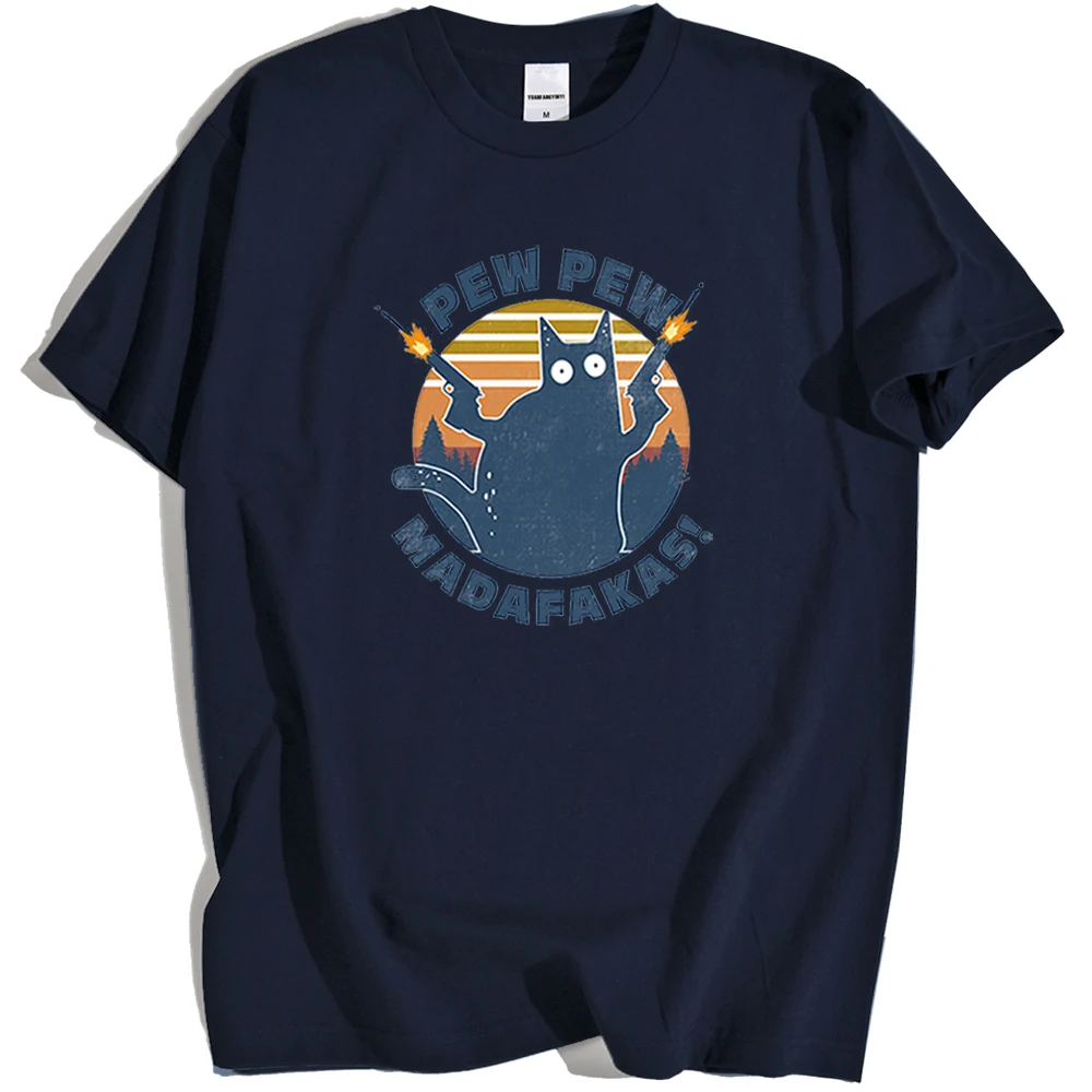 

Мужская Винтажная Футболка Madafakas, черная дышащая футболка с круглым вырезом и принтом кошки, свободная футболка в стиле Харадзюку на лето