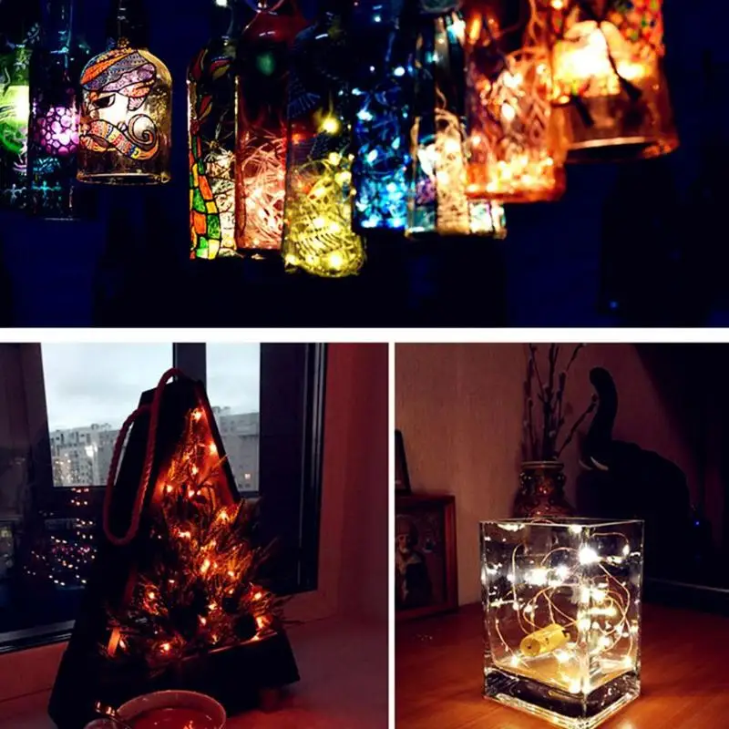 

1m/2m LED Wine Bottle Fairy String Light Cork Shaped Copper and Plastic Ropes Multicolor for Christmas Holiday Decor