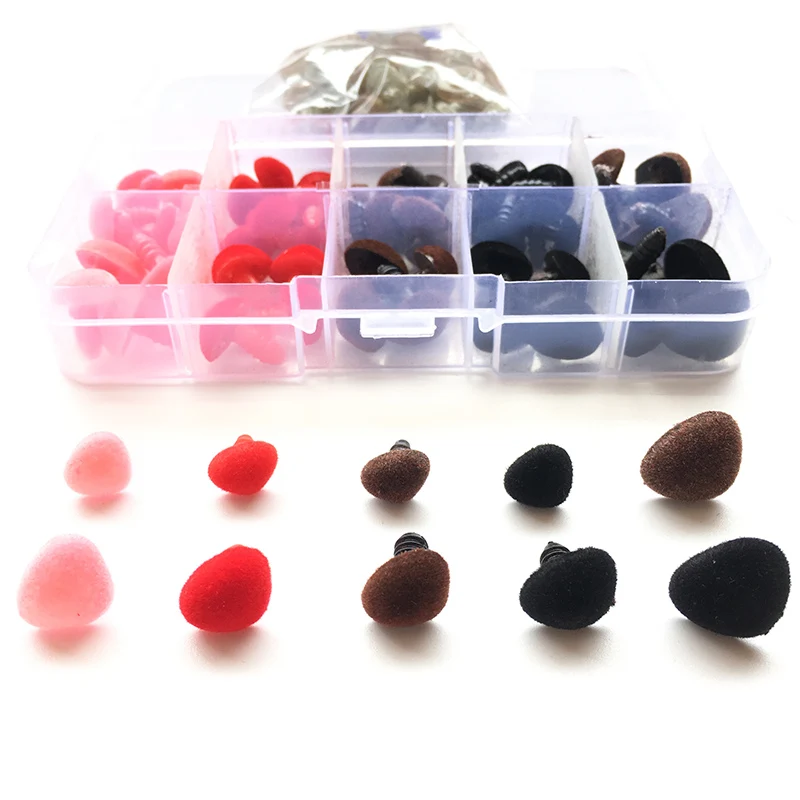 

70pcs/box pink/red/black/brown Multicolor Flocking Triangular Safety Toy Triangle Velvet Nose Animal for Bear Puppet Dolls Toys