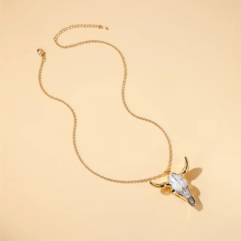 Винтажное ожерелье с подвеской в виде черепа буйвола крупного рогатого скота