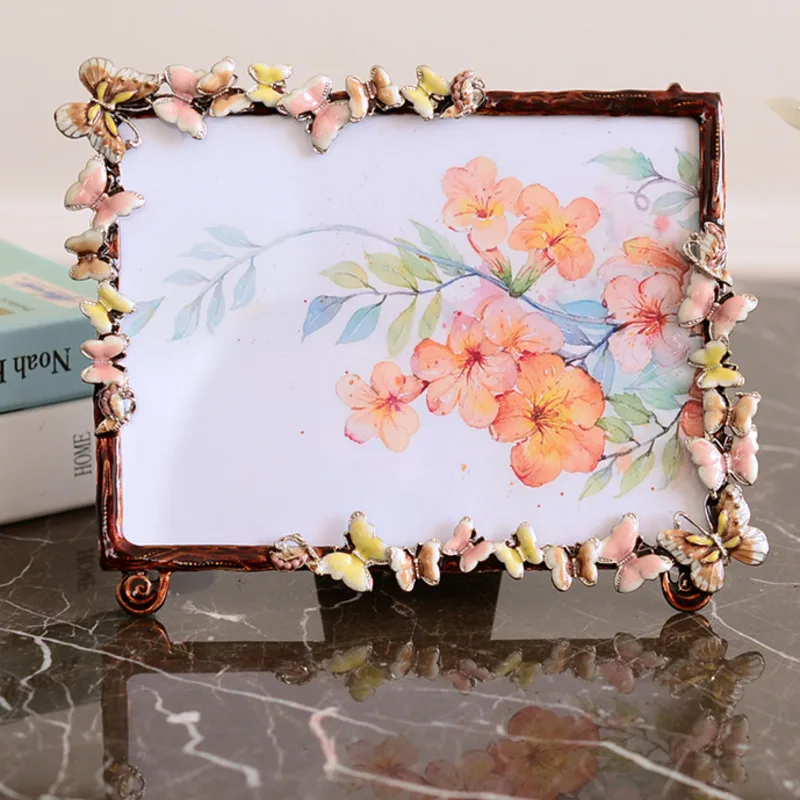 

European style creative photo frame wedding photograph setting enamel metal rectangle desktop ornament fashion home decoration