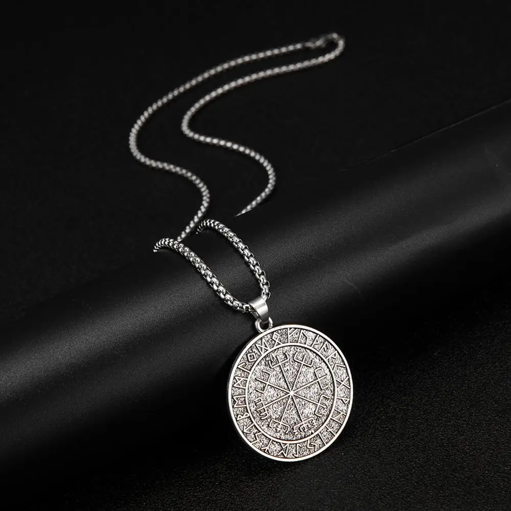 Fishhook Vegvisir руны викингов кулон шнур обработанный воском с регулируемой длиной