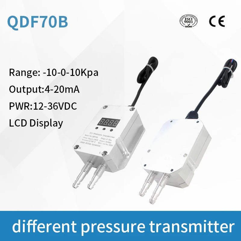 LCD Digital display 4-20mA Air Pressure Transmitter differential Pressure transducer QDF70B