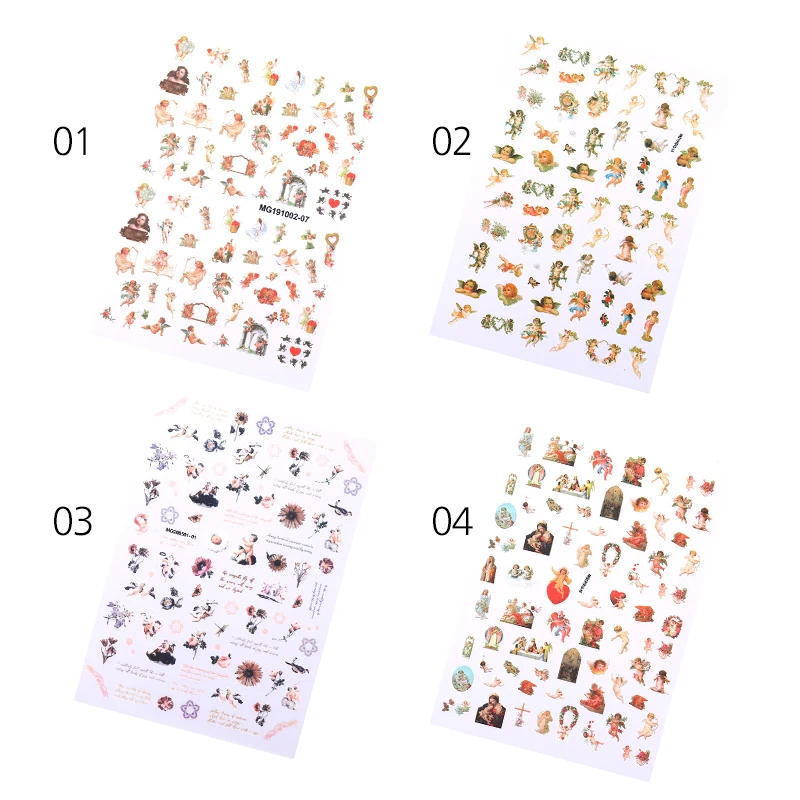 1 шт. 3D Ангел шаблон для ногтей Стикеры цветочный дизайн Adhensive наклейки