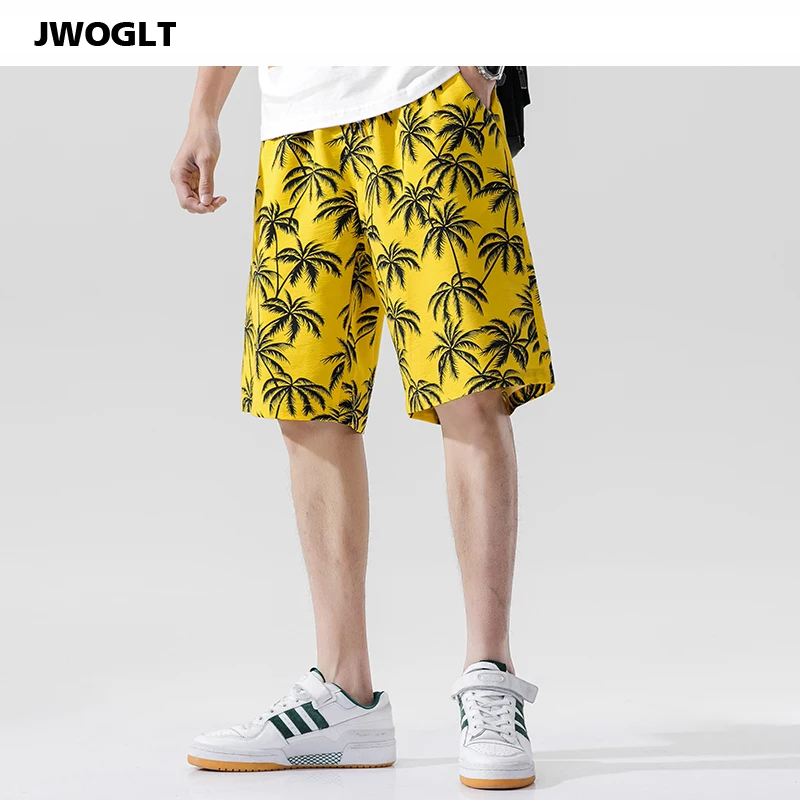 Мужские пляжные шорты-бермуды летние свободные шорты с принтом тропического