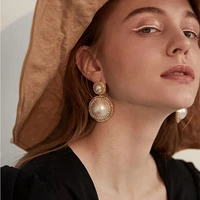 2022 new trend retro sponge pearl imitation pearl gold dangle earring for women jewelry delicate statement big earring christmas