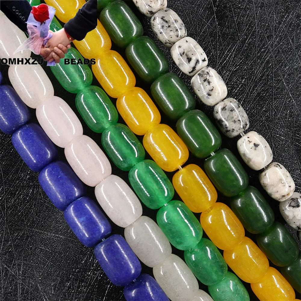 

OMH Z47 10X14mm Polished By Hand Natural Stone Jewelry DIY Making Bracelet Necklace Cylinder Quartzite Jade Loose Spacer Beads