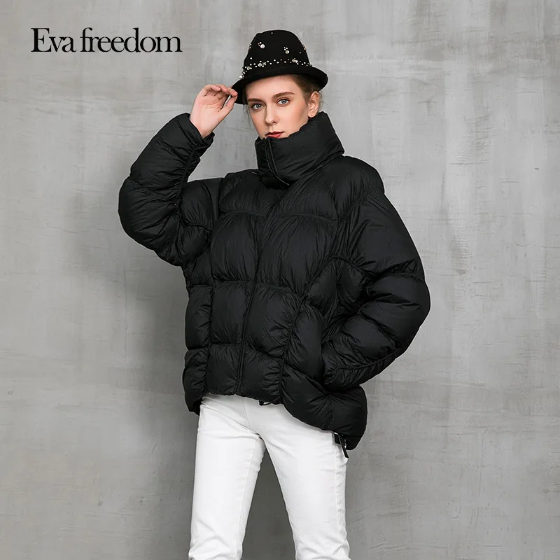 

jacket women's thickened solid color bread loose high collar European and American street trendsetter 2020 winter coat