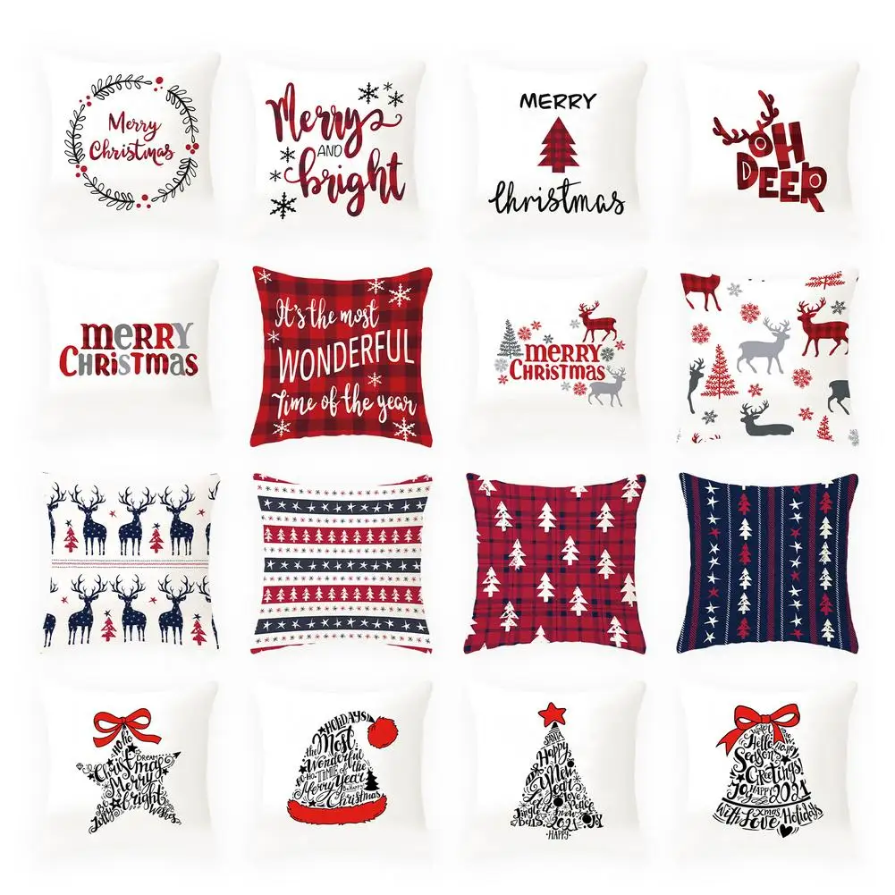 

45cm Christmas Cushion Cover Navidad Merry Christmas Decorations For Home 2021 Xmas Noel Cristmas Ornaments New Year Gifts 2022