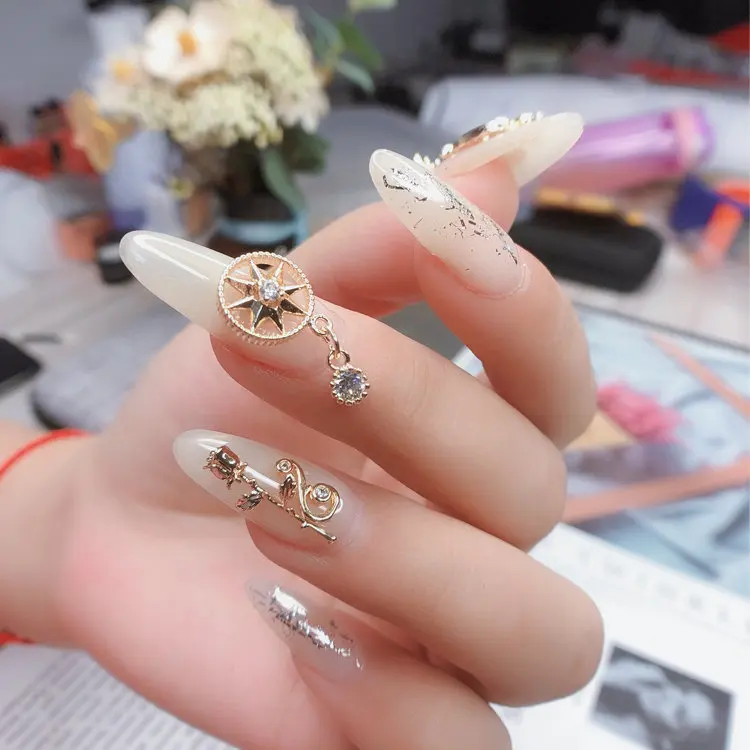 10 шт./лот роскошные сердца любовь пчела 3D сплав дизайн ногтей Цирконий жемчуг