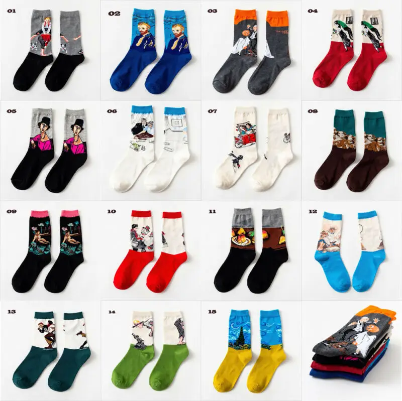 Носки короткие унисекс с изображением Ван Гога летние | Мужская одежда