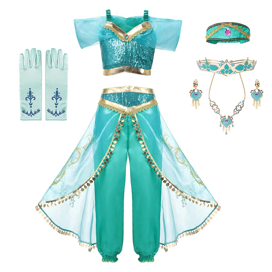 Рождественская Принцесса Белль наряд для девочек хэллоуивечерние Аладин Жасмин