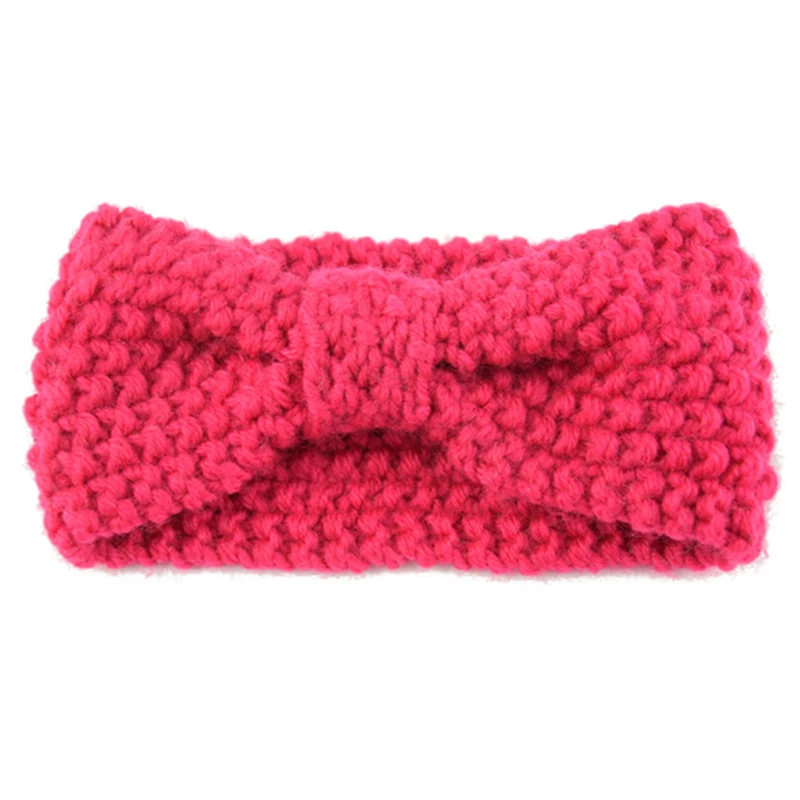 1 шт. Новый однотонный вязаный крючком детский ободок с бантом головные повязки