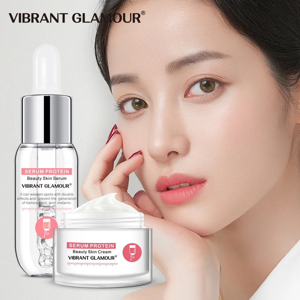 

VIBRANT GLAMOUR Serum Protein Repair Face Cream Moisturizing Anti-Wrinkle Lifting Face Essence Sensitive Skin Care Set