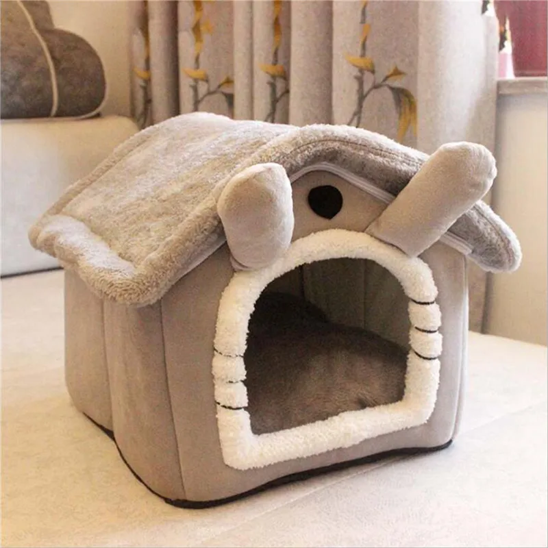 

Foldable Deep Sleep Pet Cat House Indoor Winter Warm Cozy Cat Bed For Small Dog Cat Kitten Teddy Comfortable Kennel Pet Supplies