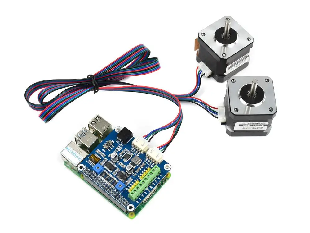 Шаговый двигатель Waveshare для Raspberry Pi управляет двумя шаговыми двигателями до 1/32