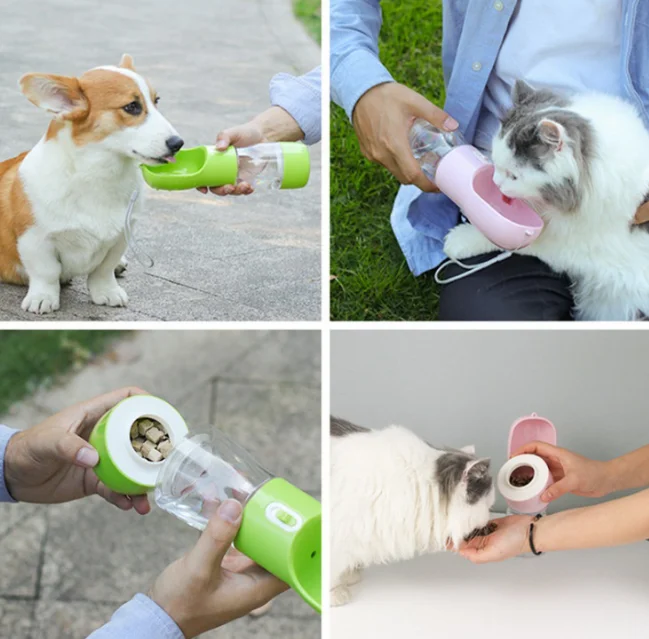 Портативная бутылка для воды для домашнего животного Pet Dog с миской для кормления собак и кошек для кормления щенков во время прогулок на открытом воздухе и путешествий.