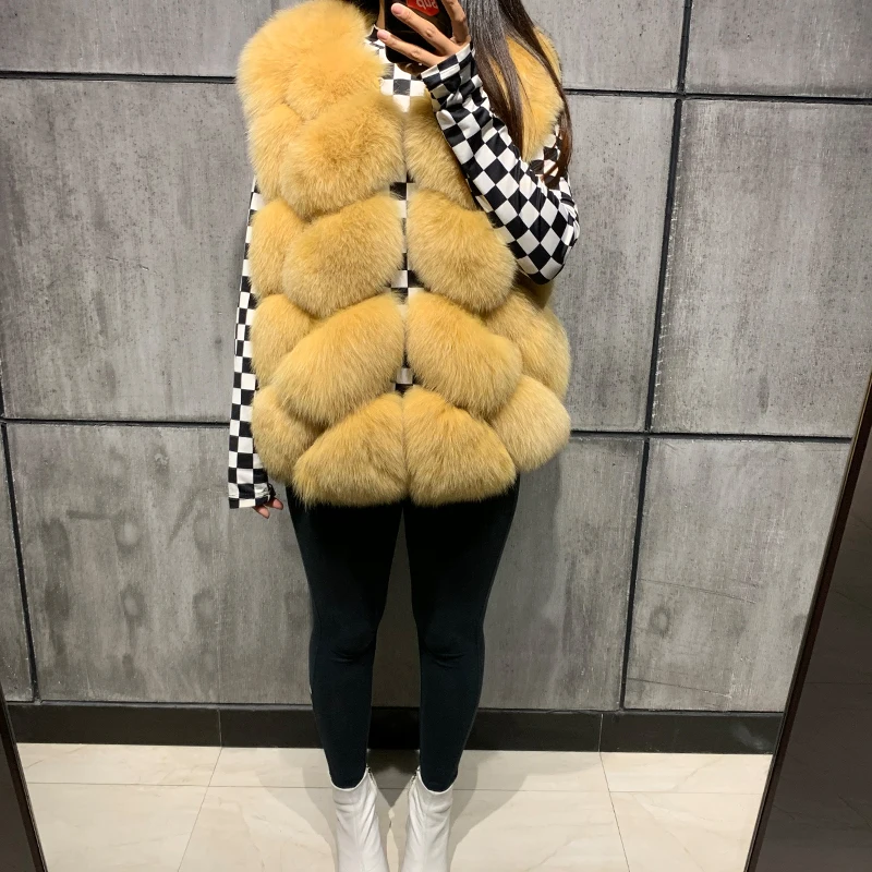 Женский жилет из лисьего меха натурального лисы | Женская одежда