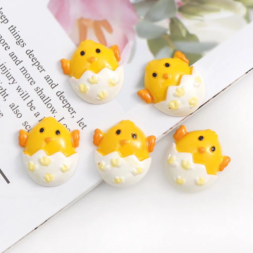 Симпатичные кабошоны из смолы с плоской задней стороной в виде желтых яиц курицы