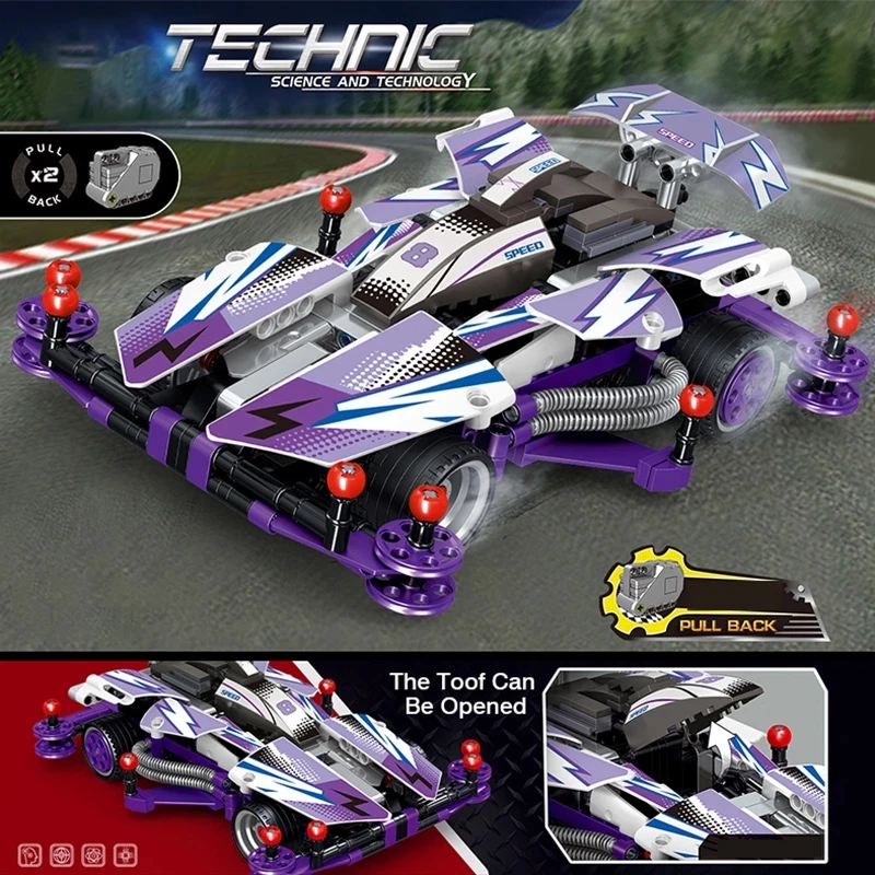 

Pull Back High-Tech Cars Speed Racer Building Blocks MOC Truck DIY Assembly Racing Vehicle Model Bricks Toys Gifts For Boyfriend