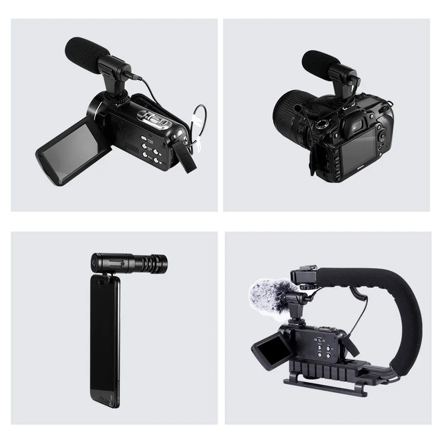 

MAMEN Vlogs Shooting Kits Phone Holder Cage With LED Video Light & Recording Microphone For Phones Photography Kit