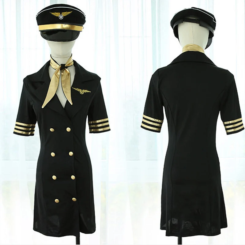 Женское сексуальное костюмы пилотов для взрослых вечерние платье