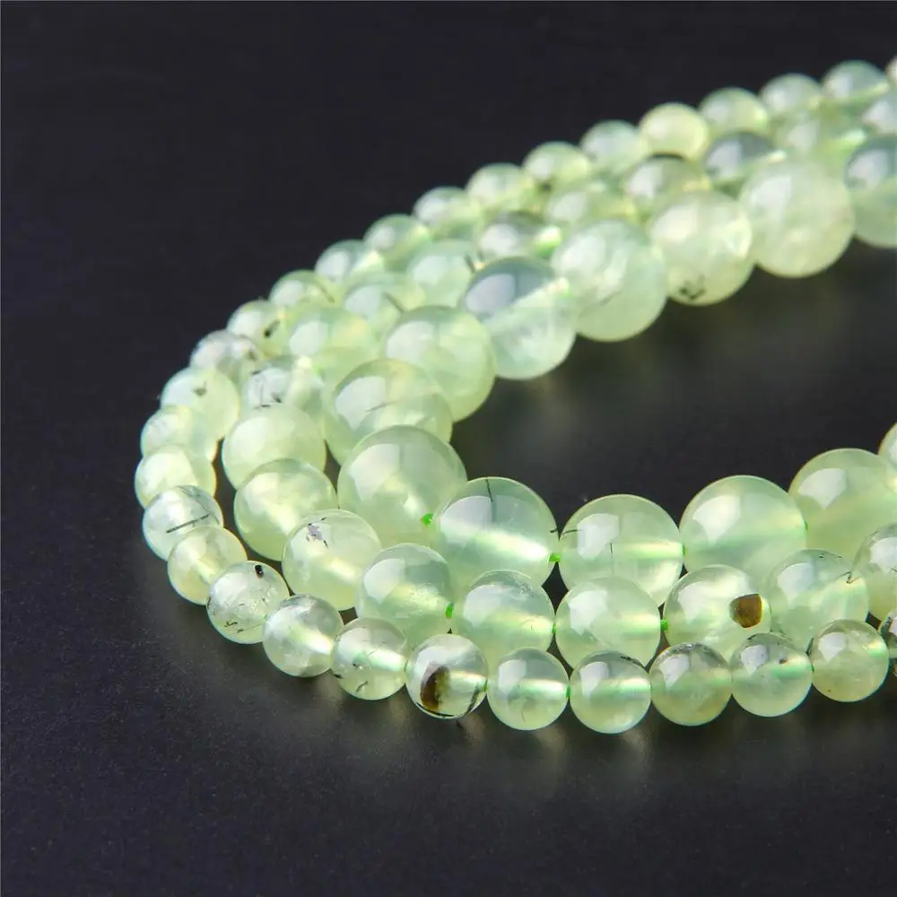 Prehnite бусины из натурального камня Зеленые Круглые Гладкие полированные 6 мм 8 10
