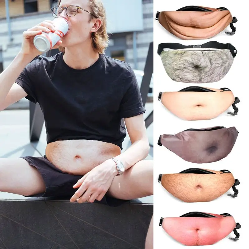 

Novelty Fun Men Women Dad Bag Dad Bod Waist Bags Beer Fat Hairy Belly Fanny Pack