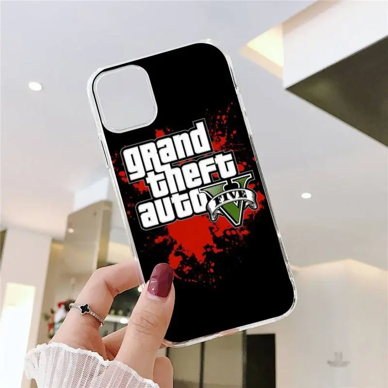

rockstar gta 5 Grand Theft Phone Case Transparent for iPhone 11 12 mini pro XS MAX 8 7 6 6S Plus X 5S SE 2020 XR