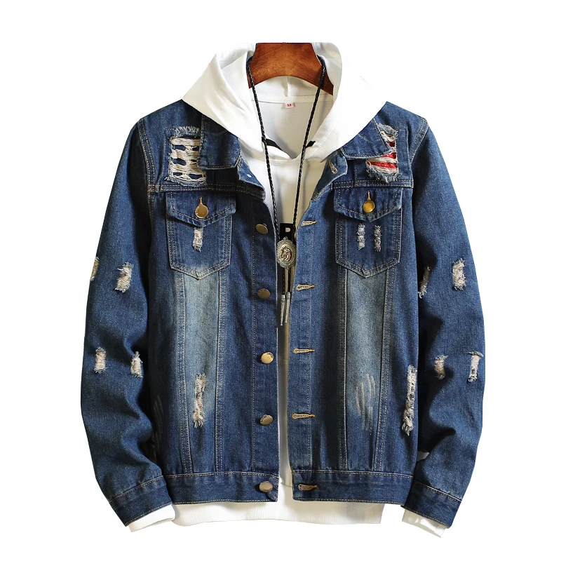 

New autumn denim jacket men's trend slim handsome jacket