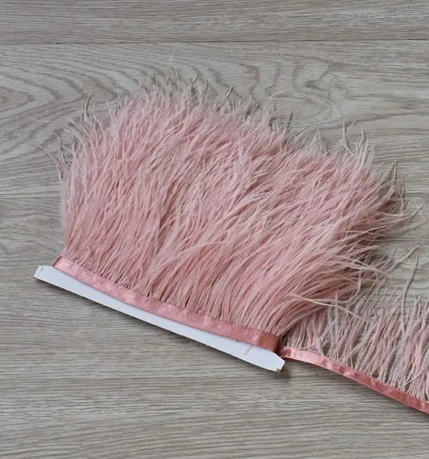leather pink 13-15 см, ширина 5-6 дюймов, 10 м/лот, белый цвет, отделка из страусиных перьев, бахрома, перо, боа, в полоску, аксессуары для вечеринки - Цвет: leather pink