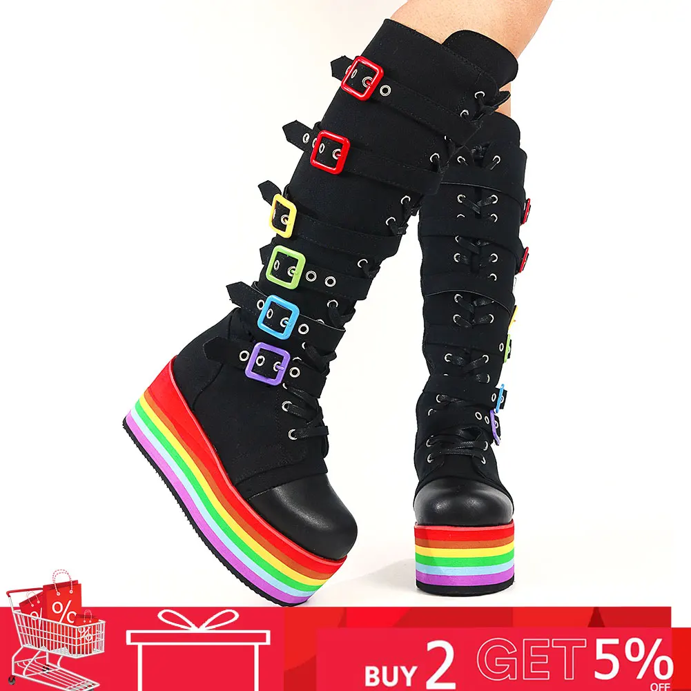 Женские мотоциклетные ботинки GIGIFOX яркие на платформе с застежкой-молнией и