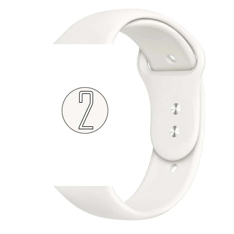 2 White Цветной мягкий силиконовый спортивный ремешок для Apple Watch Series 5 4 3 2 1 38 мм 42 мм резиновый ремешок для часов iWatch 5 4 40 мм 44 мм - Цвет ремешка: 2 White