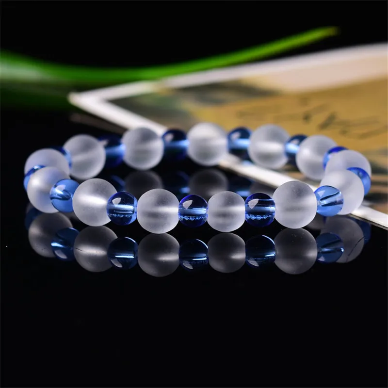 

Glass Colorful Bracelets Multicolor Matte Shining Stone Beaded Charm Bracelet Handmade Wristband Gifts Jewelry