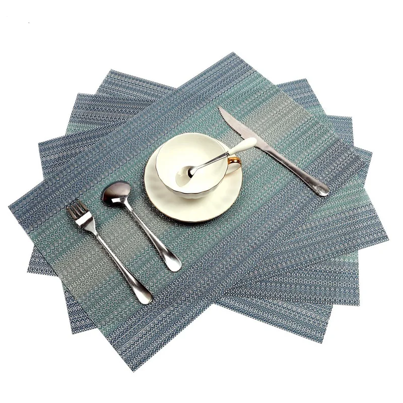 

Placemats Set of 4 Crossweave Woven Vinyl Placemat for Kitchen Table Heat Resistant Non-slip Kitchen Table Mats Easy to Clean (B