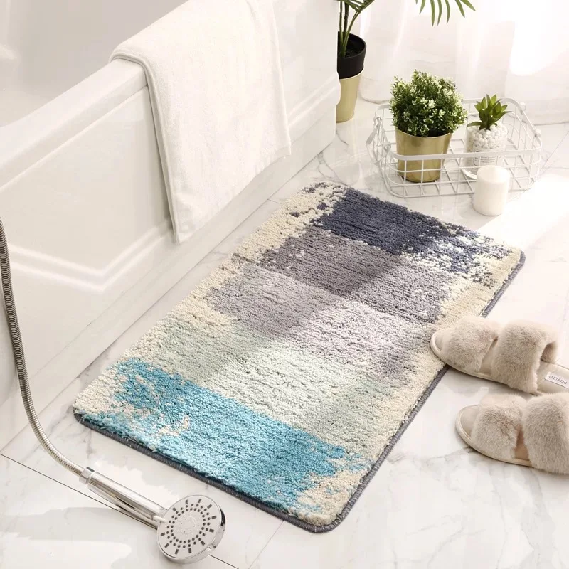 

New style flocking home non-slip floor mat, absorbent foot mat at the entrance of bathroom and toilet, fashionable style