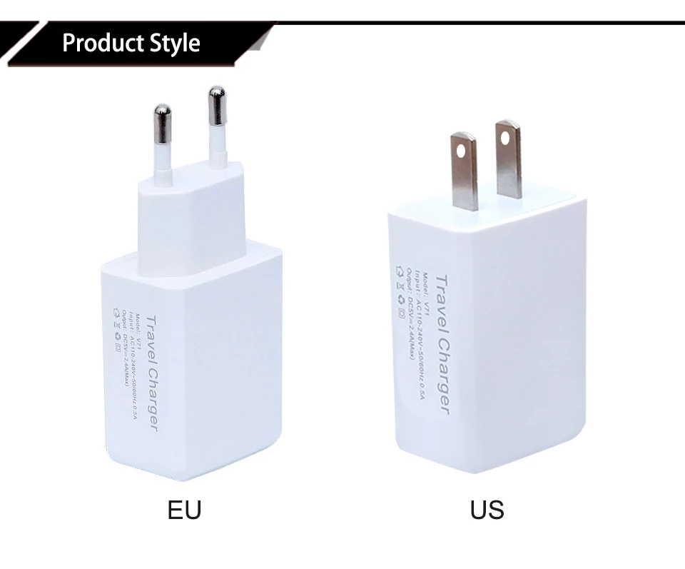Двойной USB кабель для мобильного телефона для Зарядное устройство 5V 2A европейского стандарта ЕС США вилка универсальный для IPhone samsung htc Xiaomi EUR телефон планшет