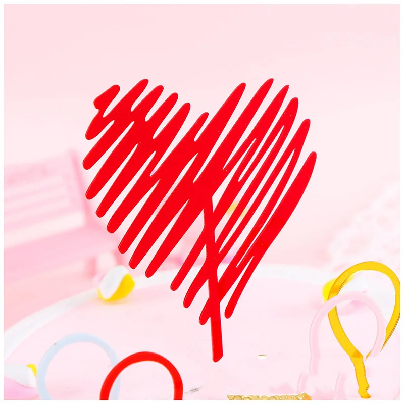Red Heart 1 шт. Золотое серебро с днем рождения золотая вставка для торта DIY креативный Акриловый Топ Детские флажки для душа вечерние свадебные принадлежности - Цвет: Red Heart