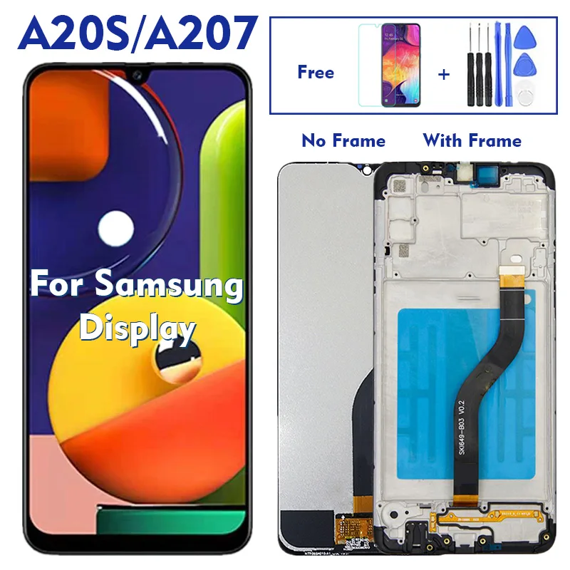 Pantalla LCD Original para SAMSUNG Galaxy A20S SM A207F A207M DS A2070, montaje de digitalizador con pantalla t&aacute;ctil con o sin marco-0
