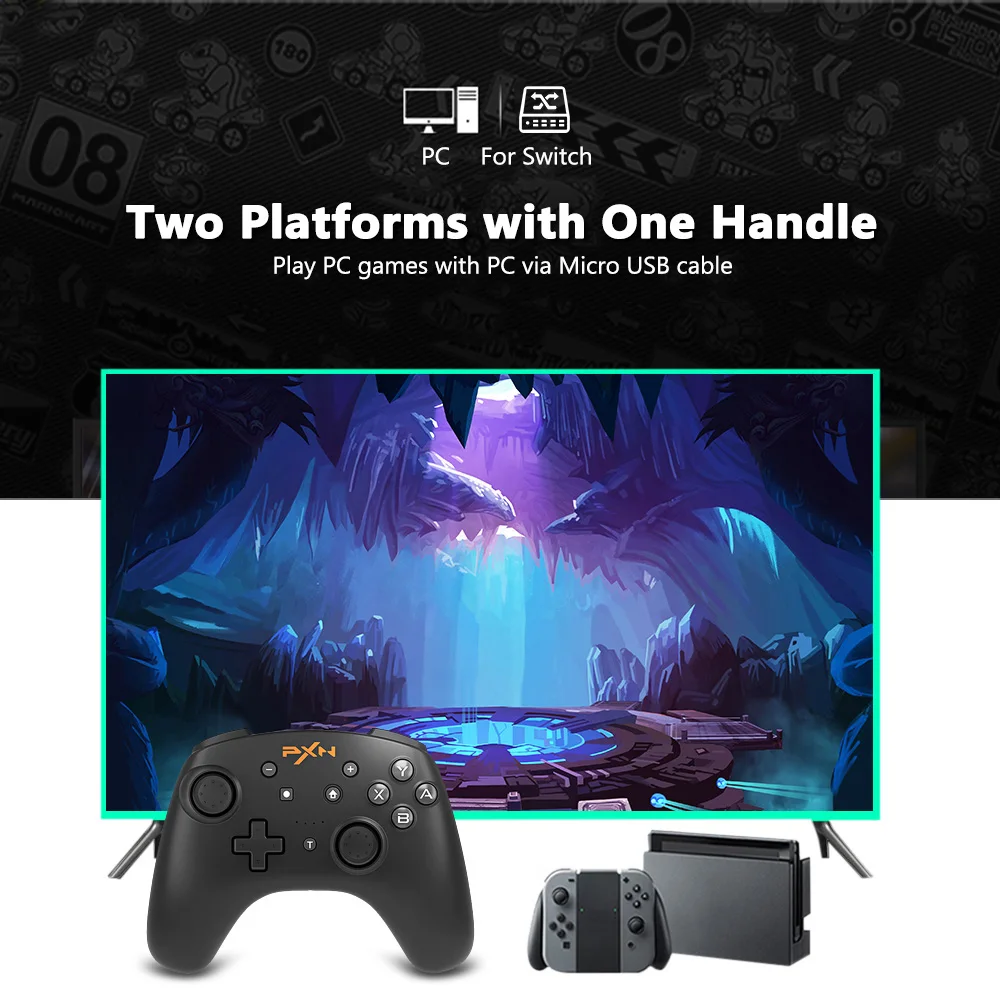 Беспроводной bluetooth геймпад PXN контроллер с вибрацией и шестиосевым