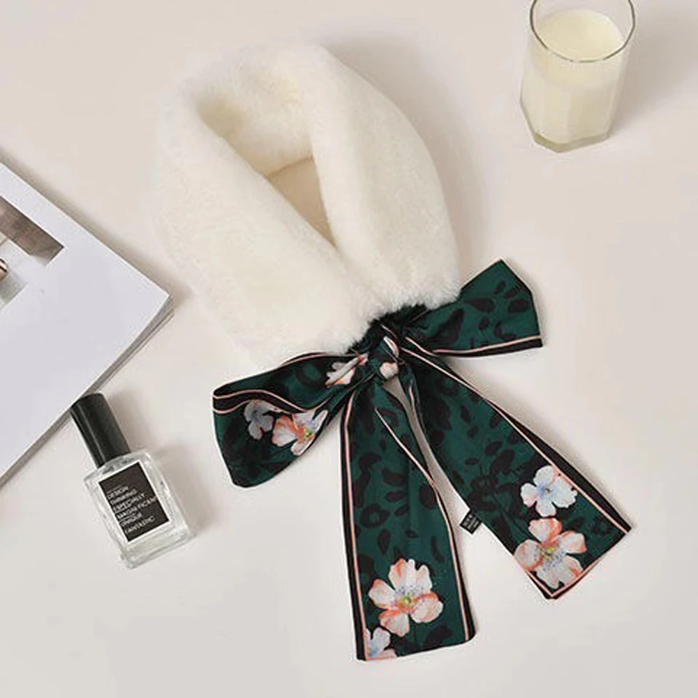 Воротник из искусственного кроличьего меха утеплитель для женщин и девочек