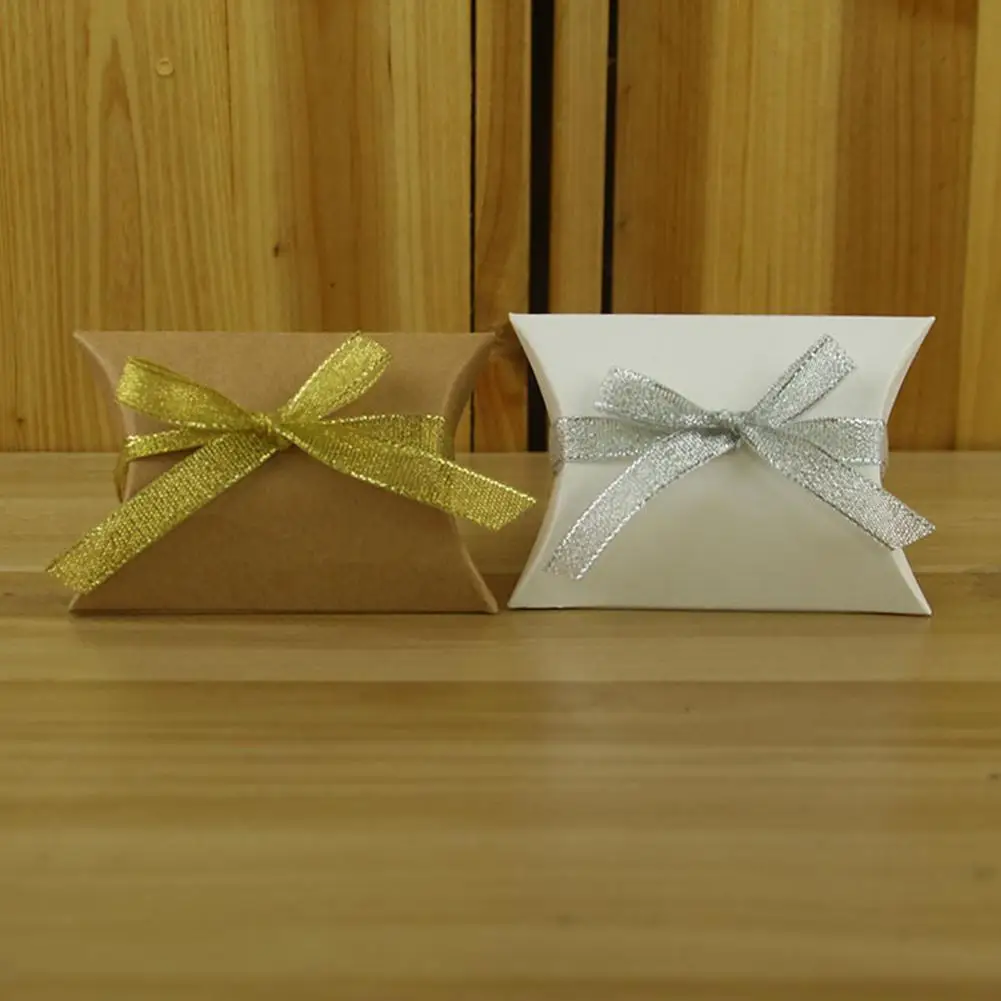 50Pcs Kraft Paper Pillow Shape Wedding Favor Gift Box Papercard Party Candy Bag Christmas Festival Supplies | Дом и сад