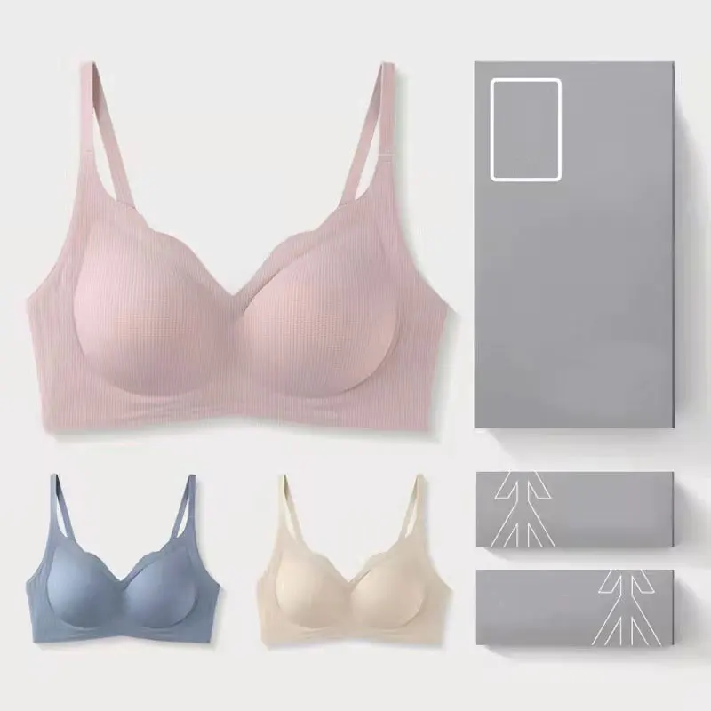 

New latex underwear women's thin shoulder straps, small breasts gather, big breasts show small, no steel ring sports vest