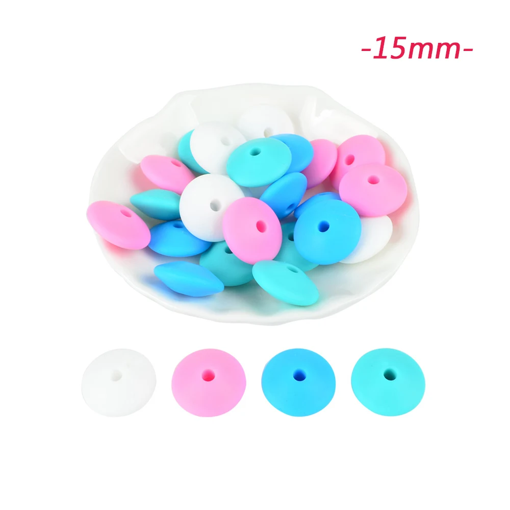 15mm-H LOFCA, 15 мм, силиконовые круглые бусины, чечевица, 30 шт./лот, Прорезыватель для зубов, детский прорезыватель, жевательный, BPA бесплатно, сделай сам, цепочка для соски, пищевой силикон - Цвет: 15mm-H