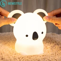 colorful led night light koala silicone touch sensor remote rgb dimming bedside desktop lamp for children kids baby toy gift